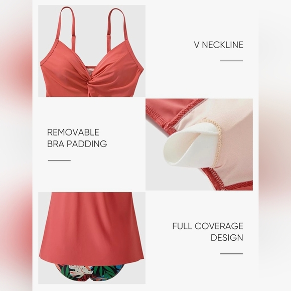 SUUKSESS Tankini, Push Up Knot Front Bathing Suit #800 - Picture 9 of 10